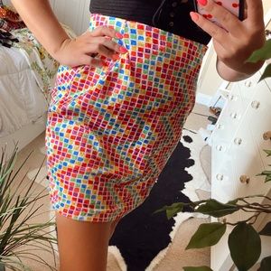 Rainbow velvet retro groovy mini skirt